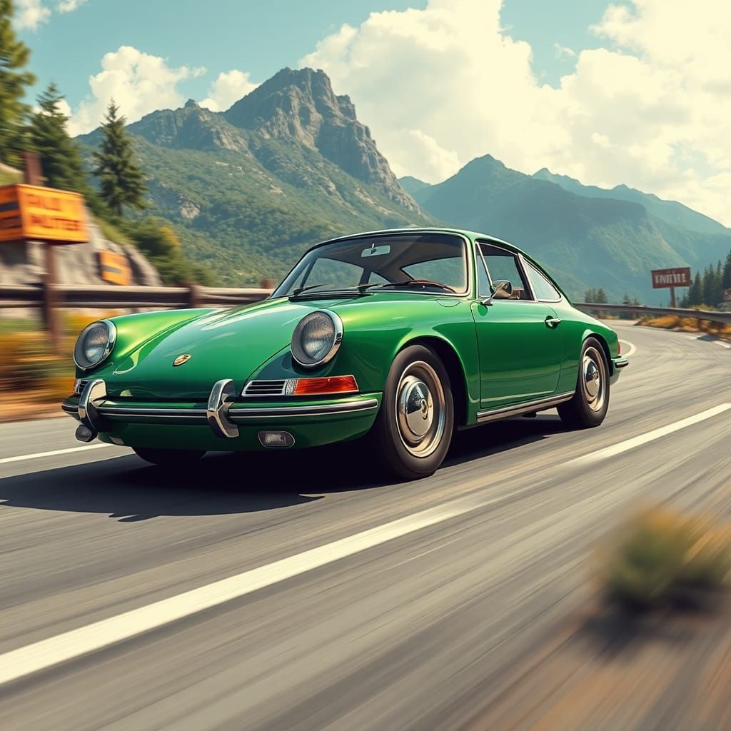 Vintage Porsche 911 Races Down Mountain Road