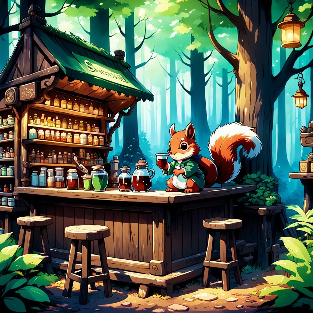 Enchanting Forest Potion Shop in Anime Style