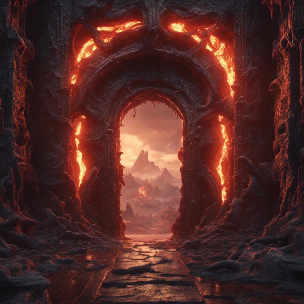 Scary Hell Dimension Portal in Detailed Matte Painting