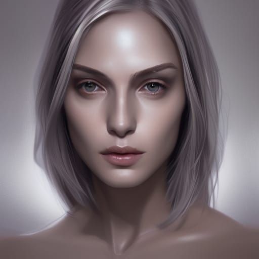 Silver Haired Woman Portrait in Hyperdetailed Style