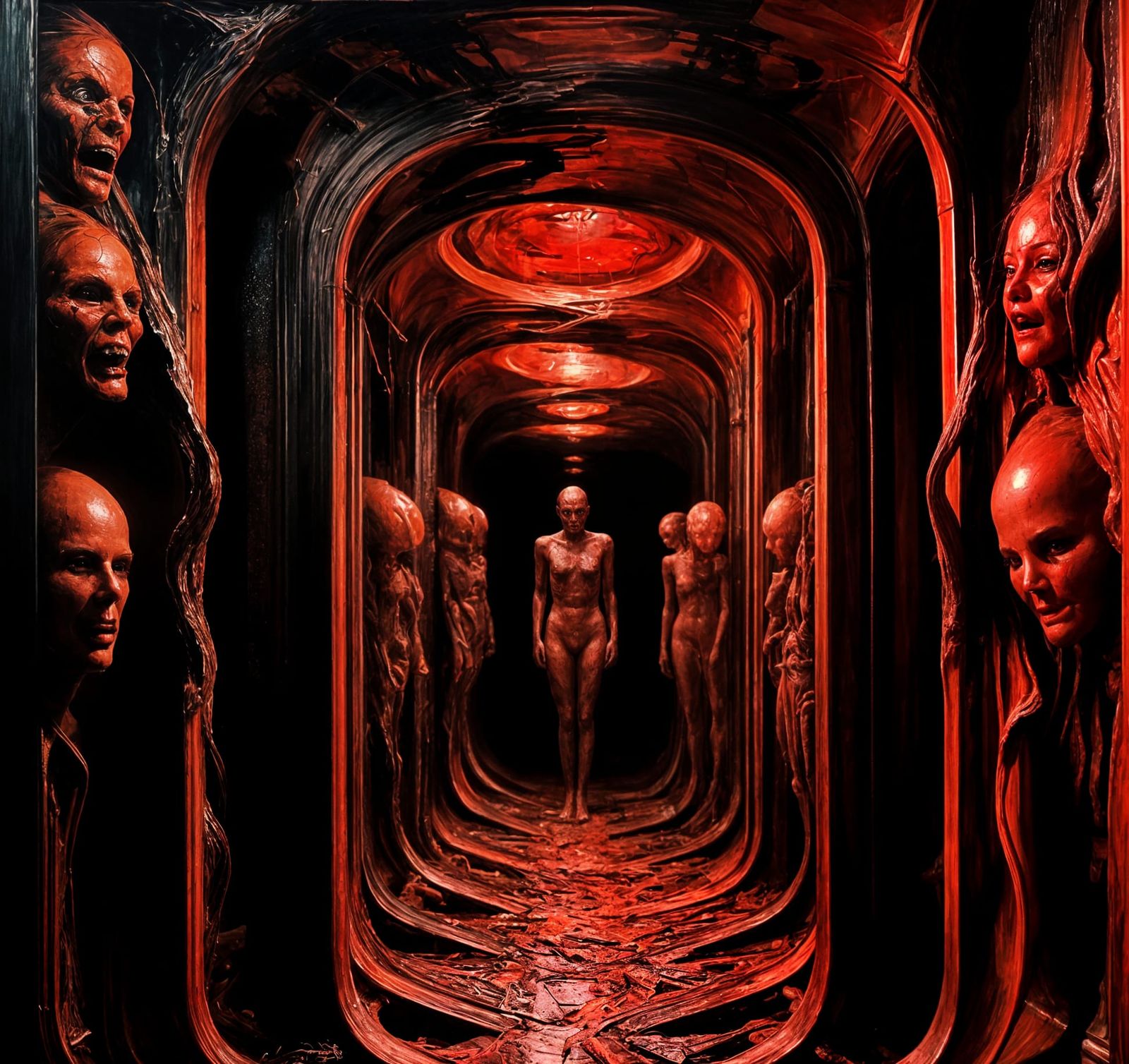 Surreal Horror Collage with Distorted Faces