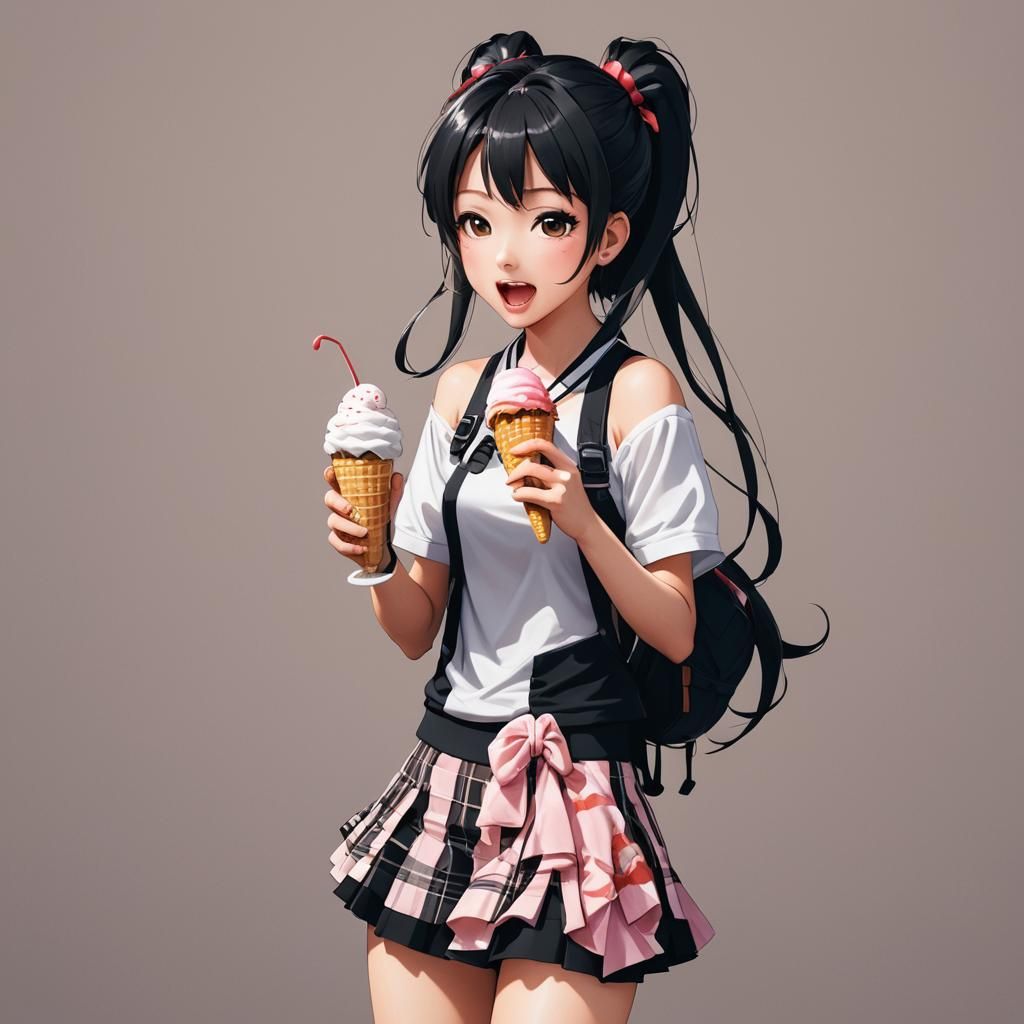 Anime Girl Licking Ice Cream: Manga Scan Style