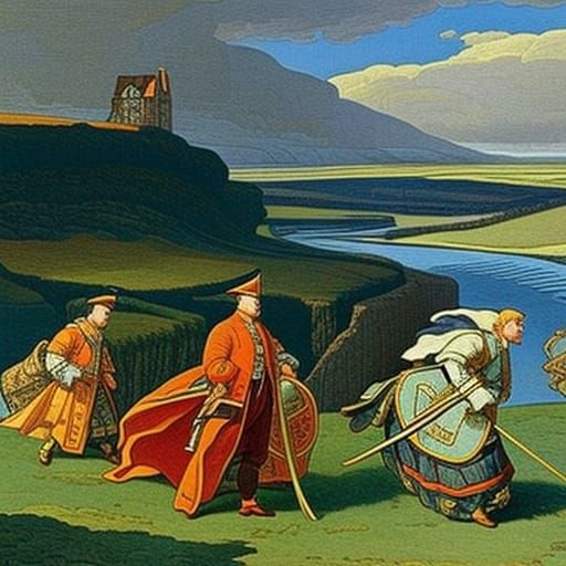 Folk Scene in Bilibin and Gainsborough Style