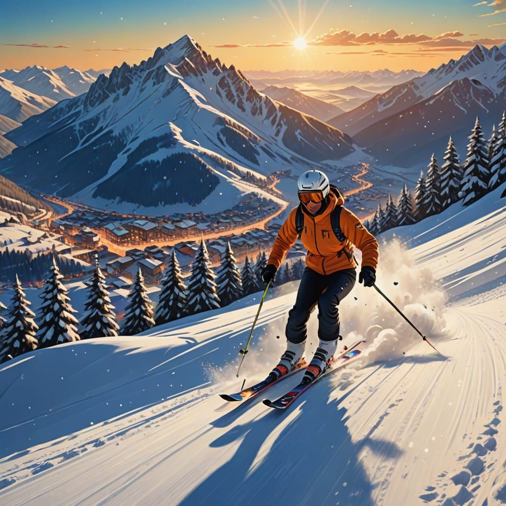 Sofia Goggia Skiing: Vibrant Digital Art