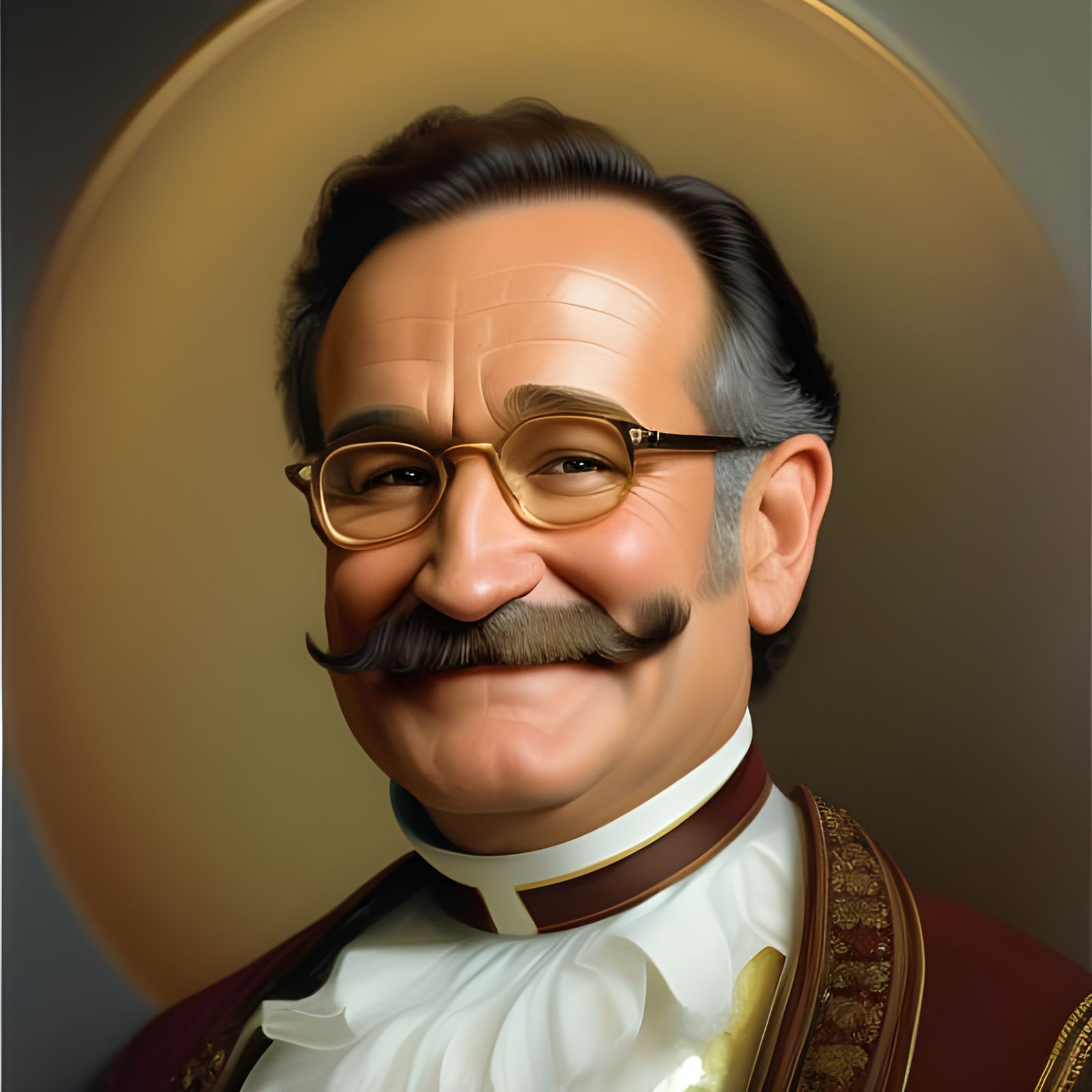 Portrait of Robin Williams with mustaches