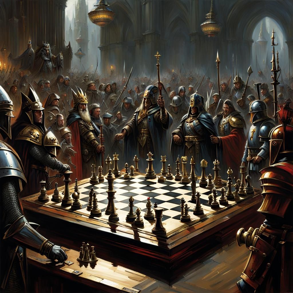 Epic Warhammer Chess Battle in Grimdark Style
