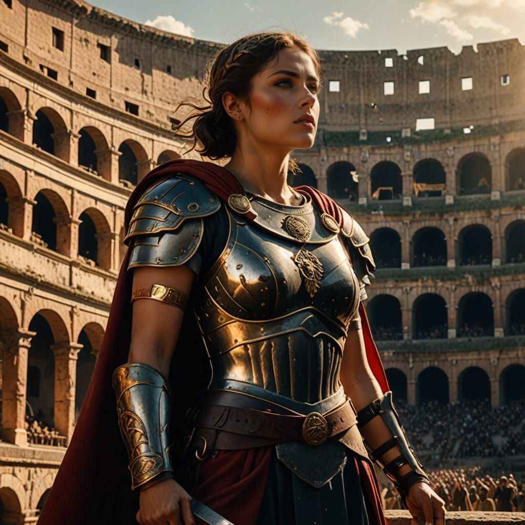 Gladiatorial Amazon in Ancient Roman Armor