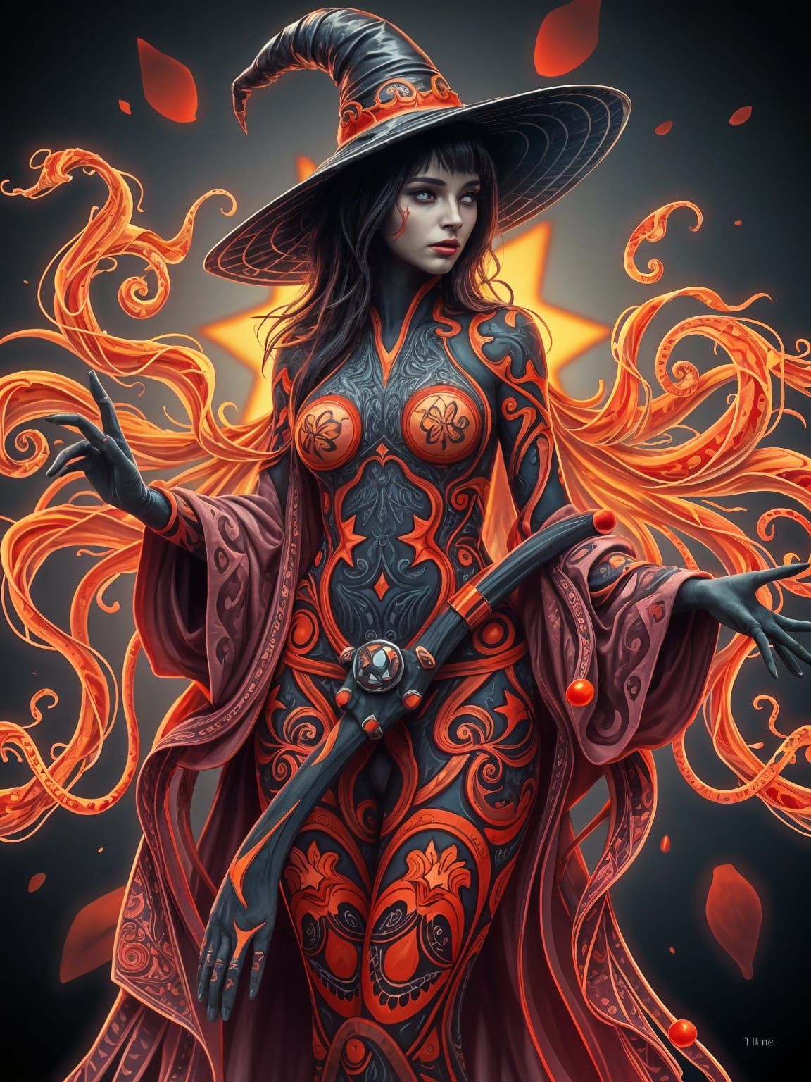 Beautiful Witch with Body Paint