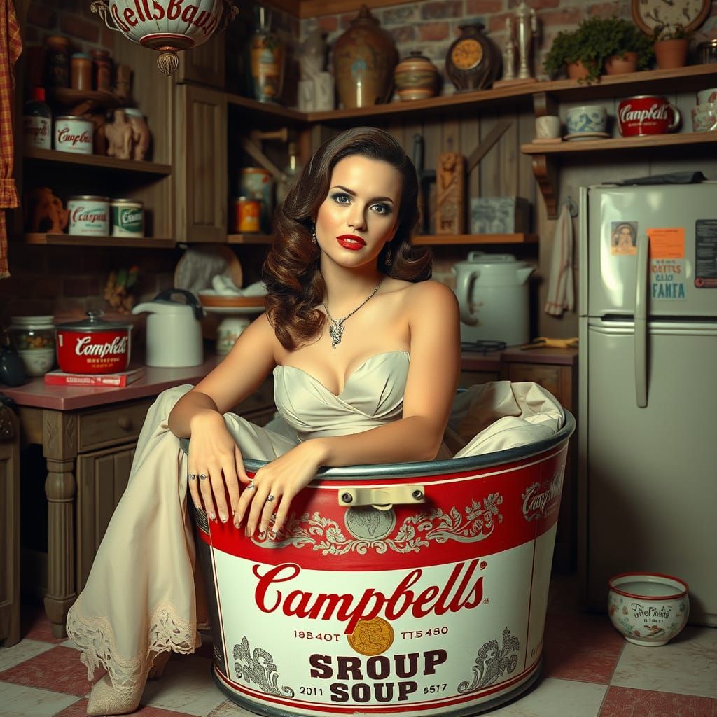 Elegant Woman in Campbell's Soup Tin