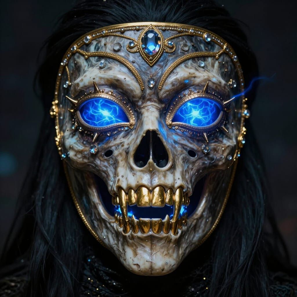 Living Mask of Souls with Gold and Crystals