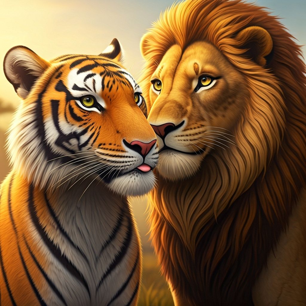 Playful Tiger and Lion Animation