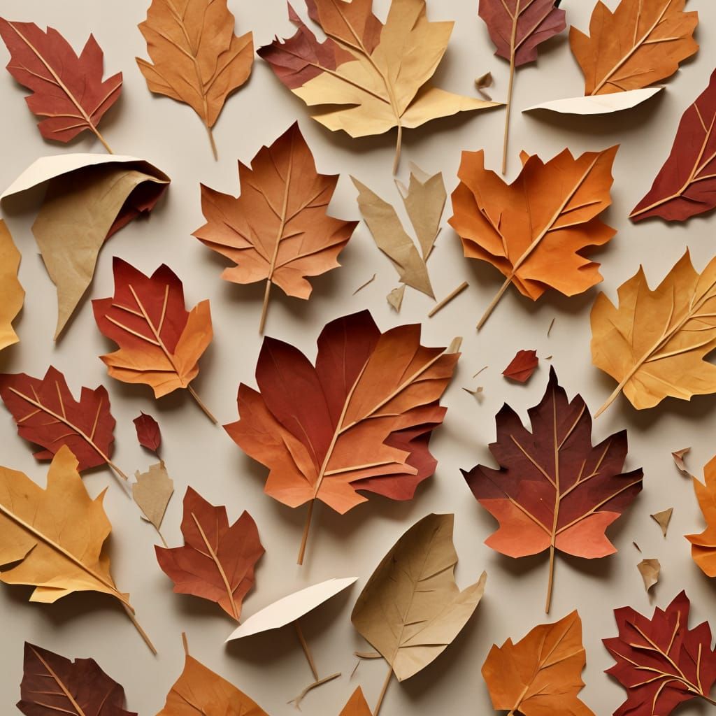 Abstract Autumn Paper Design: Minimal Vector Art