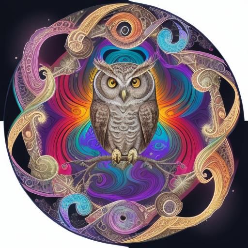 Elemental Owl with Abstract Energy Swirls