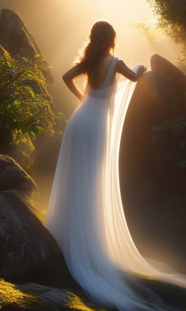 Woman Combing Hair: Hyperdetailed Digital Art