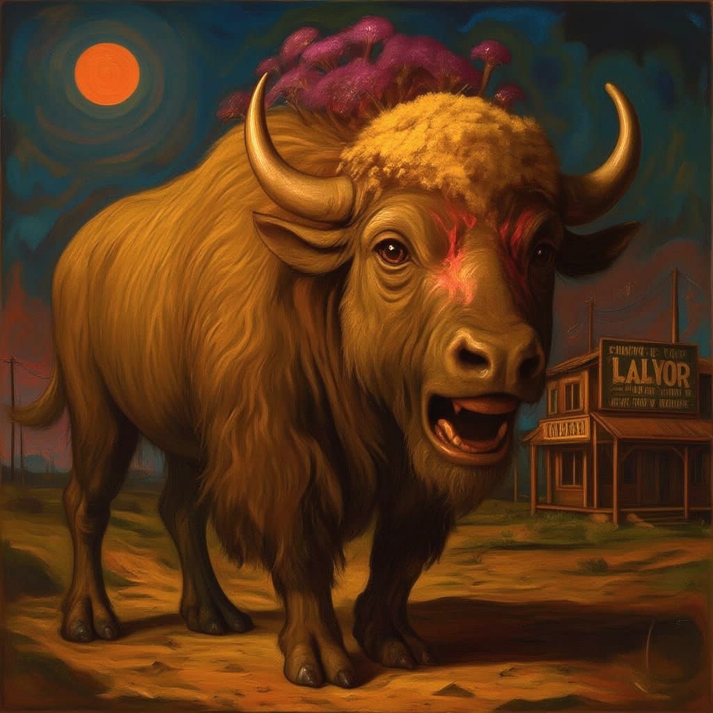 Ancient Buffalo Bus in Apocalyptic Wasteland