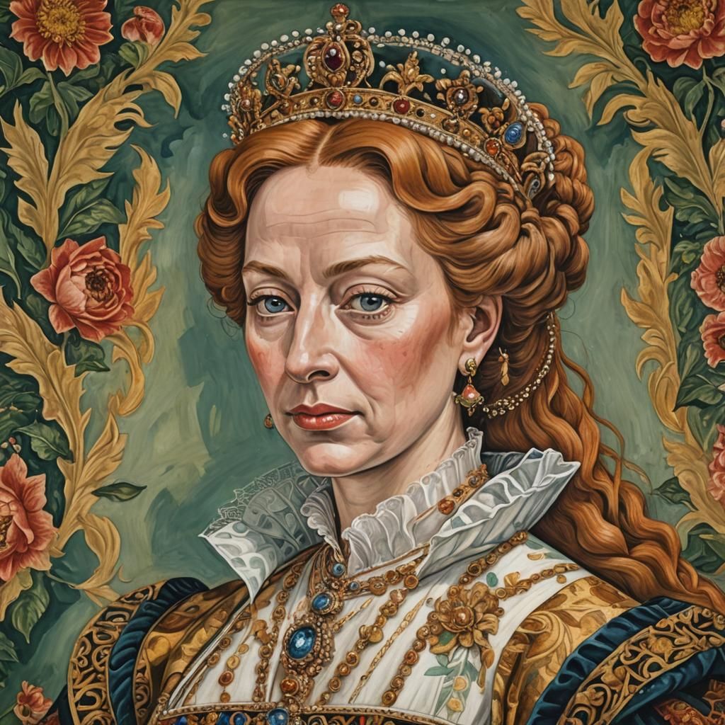Queen Elizabeth I Portrait in Gouache Style