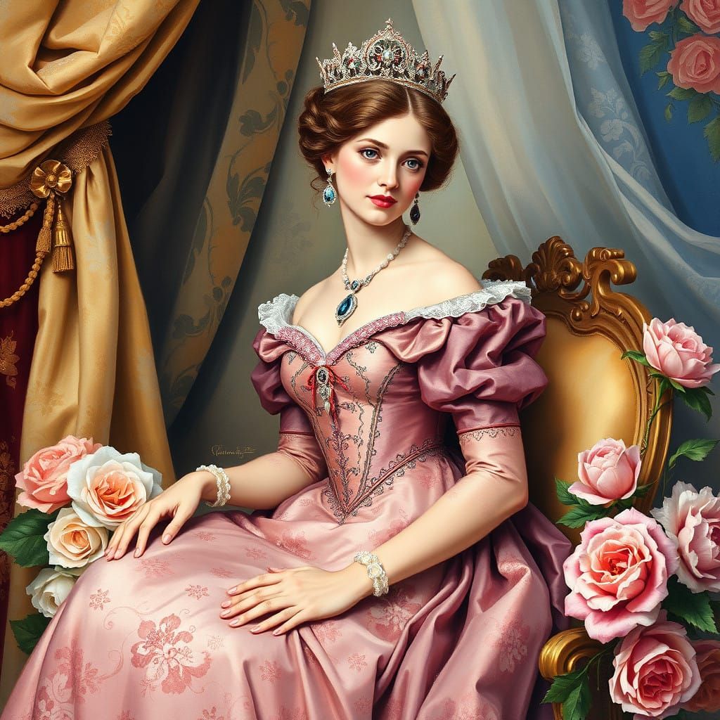 Elegant Princess in Gouache Style