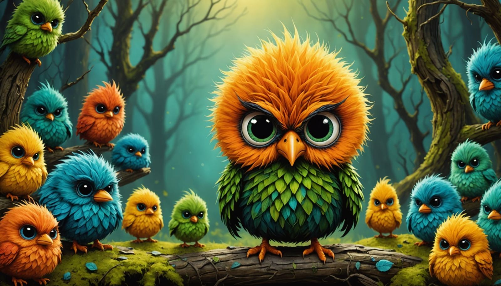 Grumpy Chick in Gothic-Punk Style, Digital Art