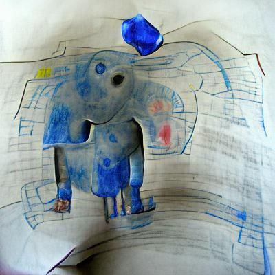 Blue Elephant Child's Drawing