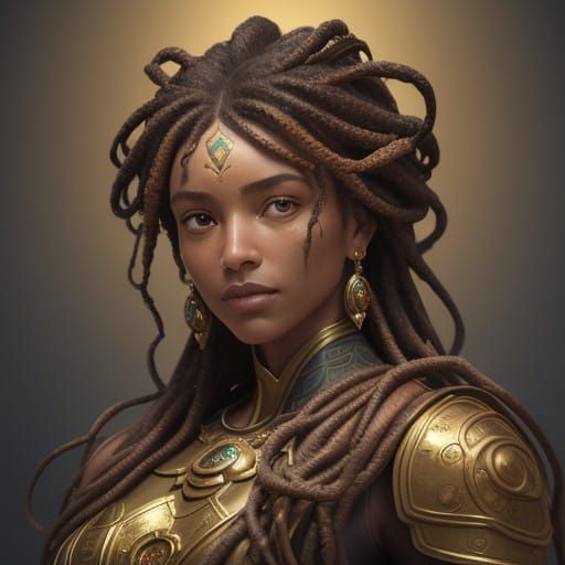 Earthy Clay Being in Art Nouveau Style