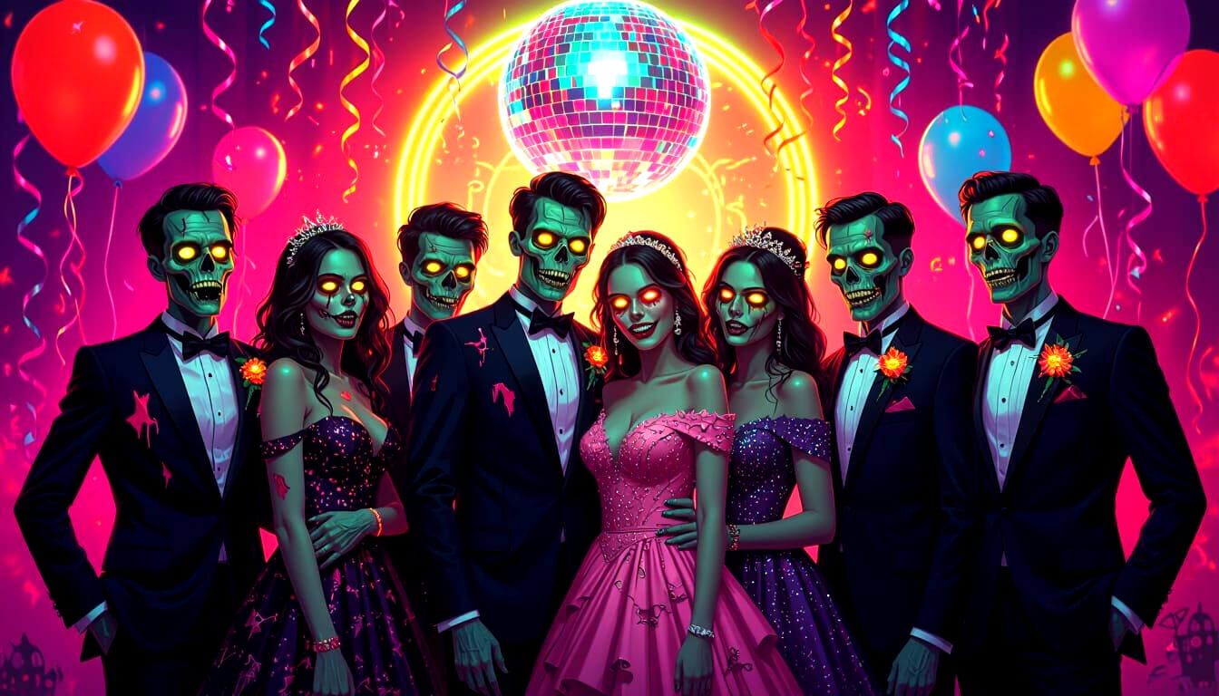 Zombies Strike a Pose at Haunted Prom Yearbook Photo