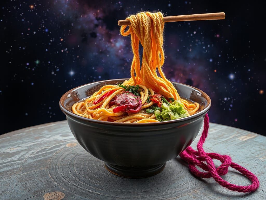 Cosmic Ramen Bowl in Digital Art Style