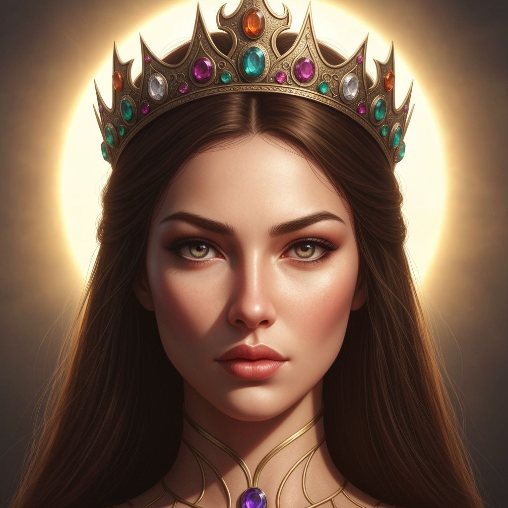 Regal Princess Portrait with Gemstone Crown