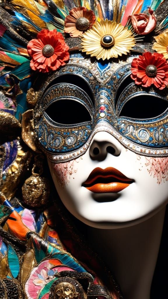 Vibrant Beaded Carnival Masks in Bohemian Style