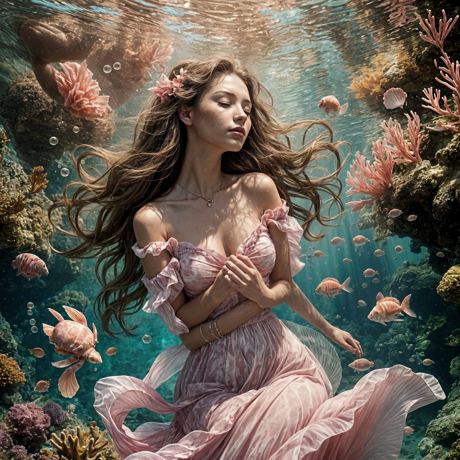 Surreal Underwater Scene in Pastel Hues