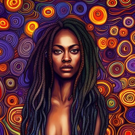 Psychedelic Goth: African American Woman in Klimt Style