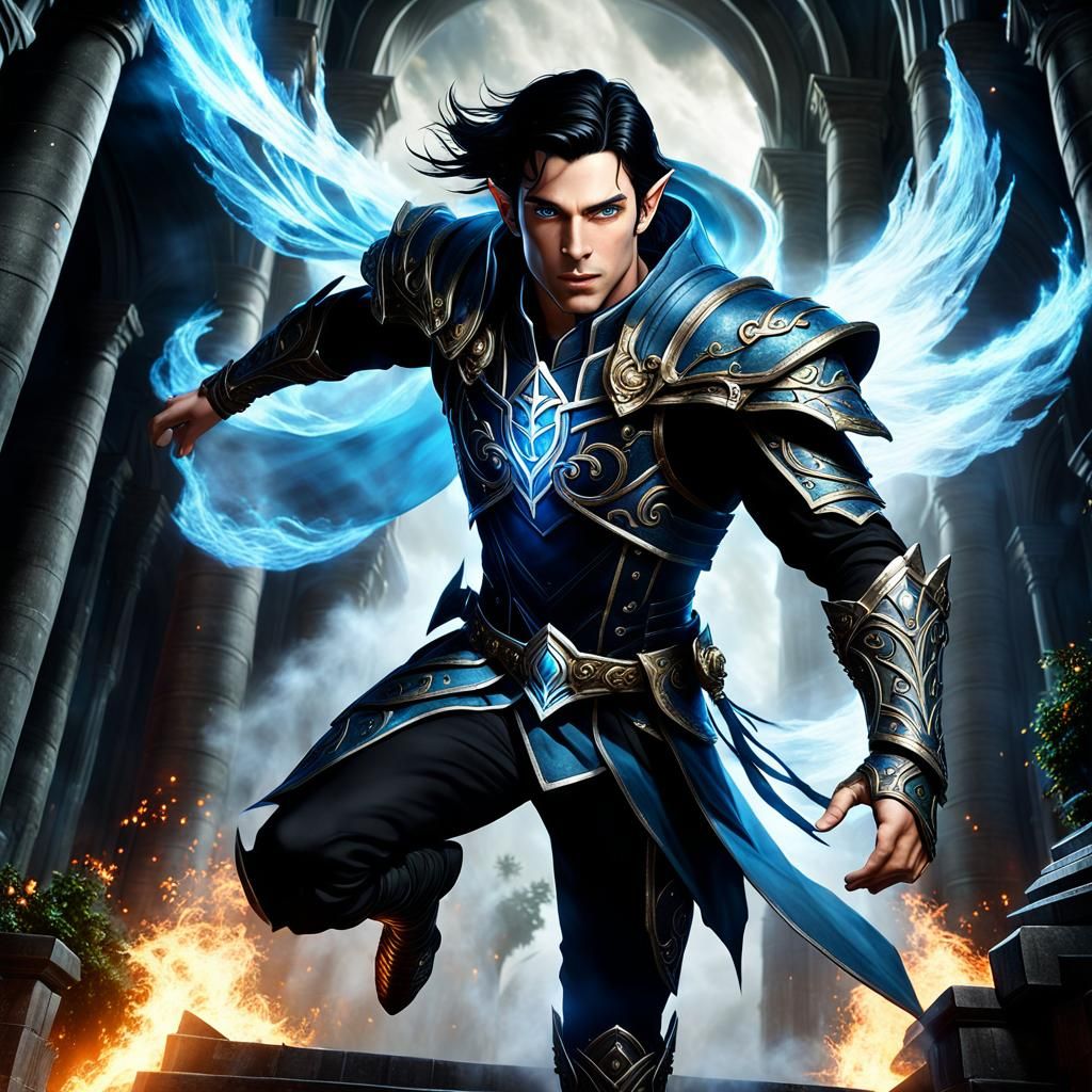 Dark Elf Lord Wreathed in Smoke and Magic