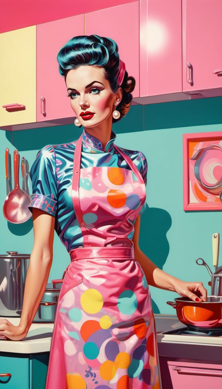 Feminist Pop Art Masterpiece in Retro Futurism Style