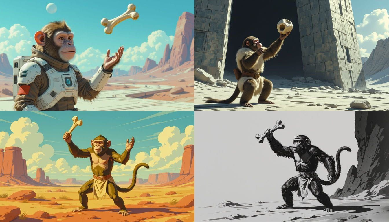 Monkey Throws Bone: A 2001 Space Odyssey Scene