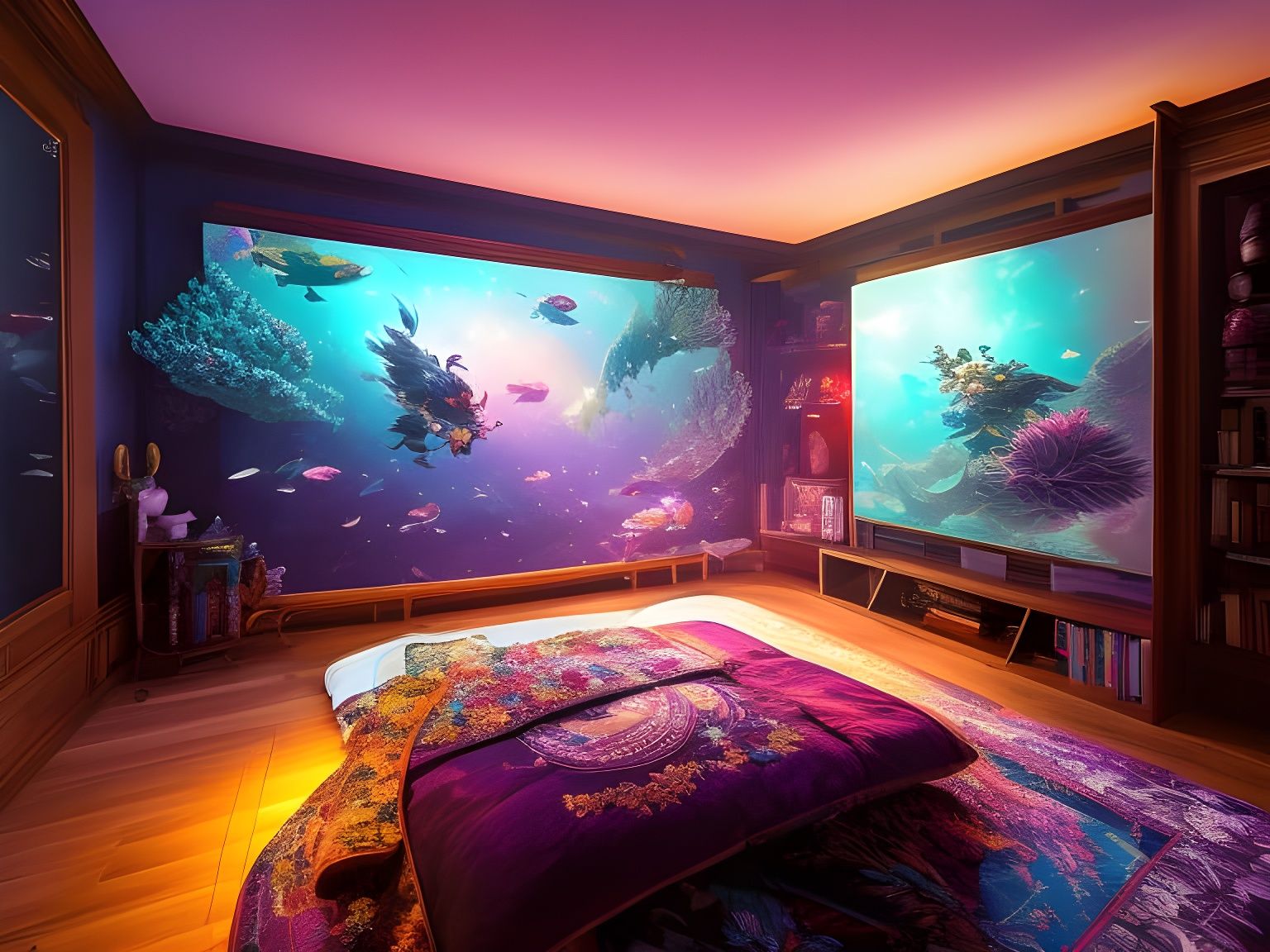 Enchanting Underwater Bedroom with Star Candles