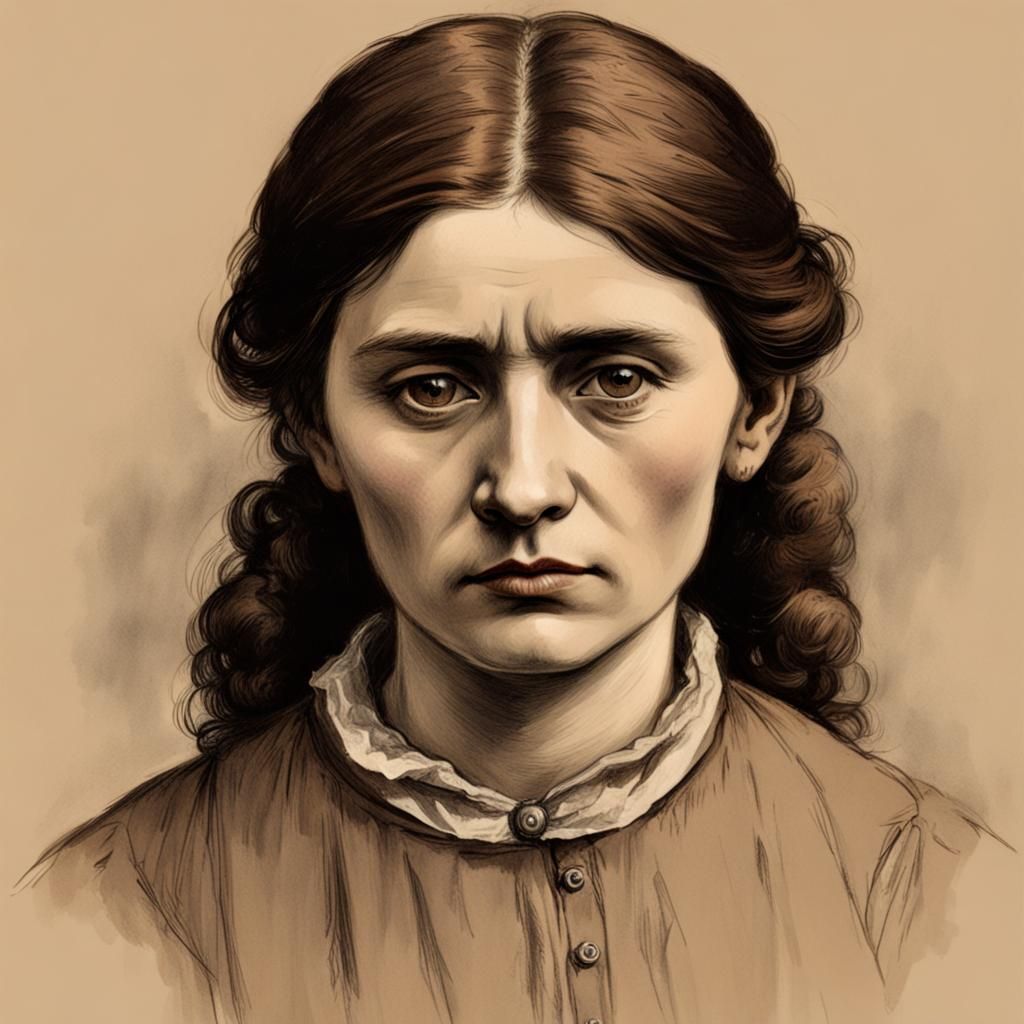 Scandinavian Woman: Hand-Drawn Sketch in Vintage Style