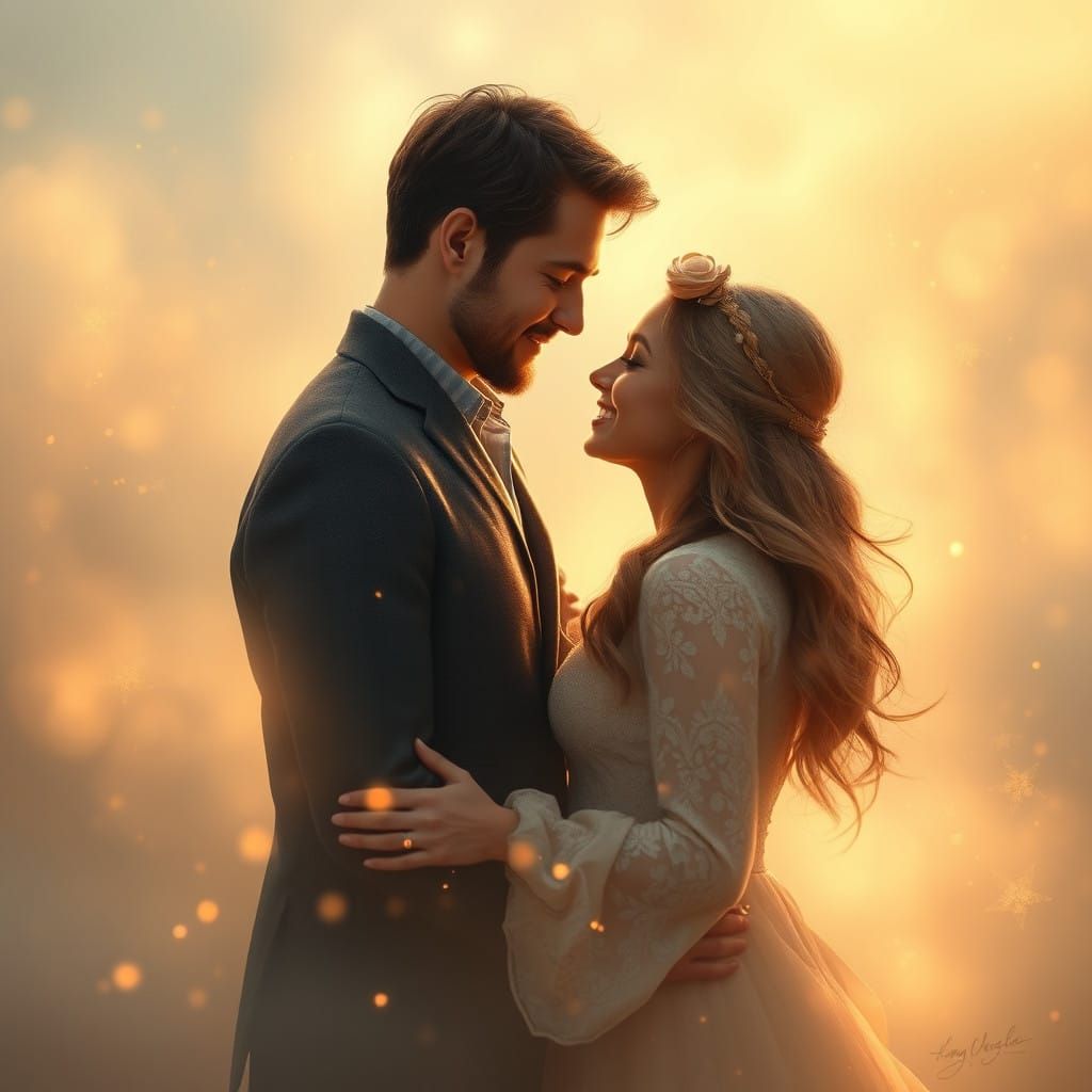 Ethereal Love Portrait in Whimsical Style
