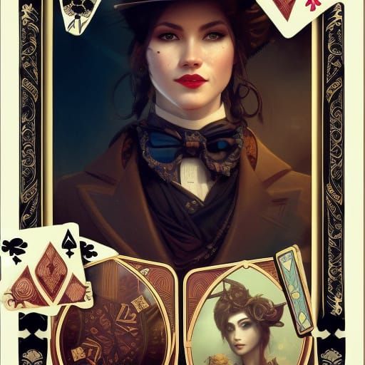 Steampunk Magician Portrait in Art Nouveau Style