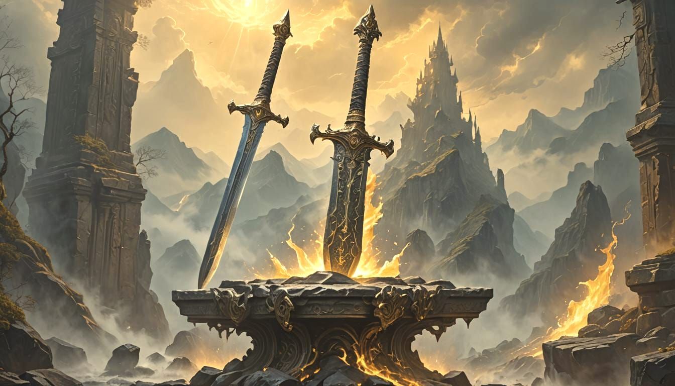 Legendary Sword of Gram Nothung in Oil Painting Style