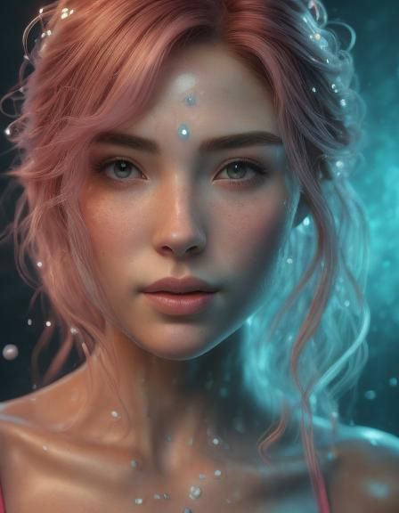 Underwater Portrait with Neon Veins in Anime Style