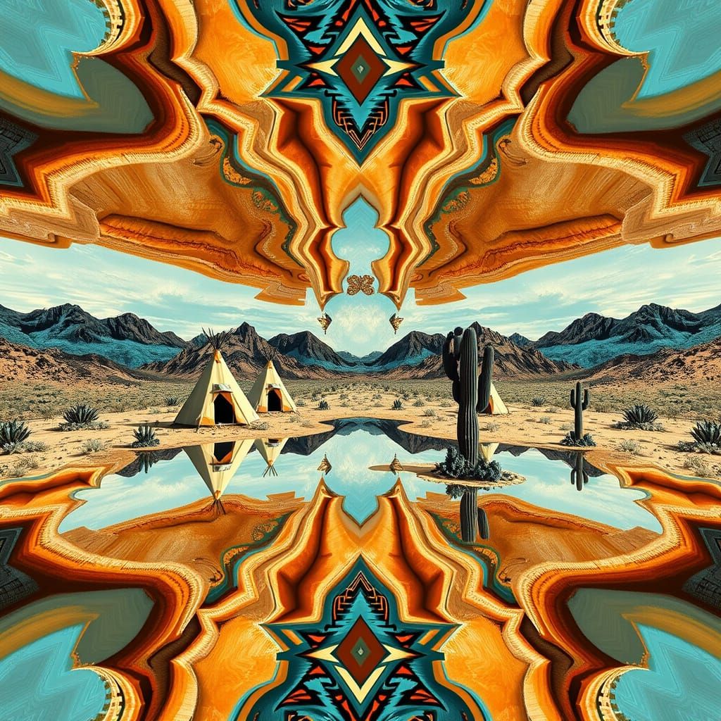Native American Landscape in Infinite Mirror Fractal