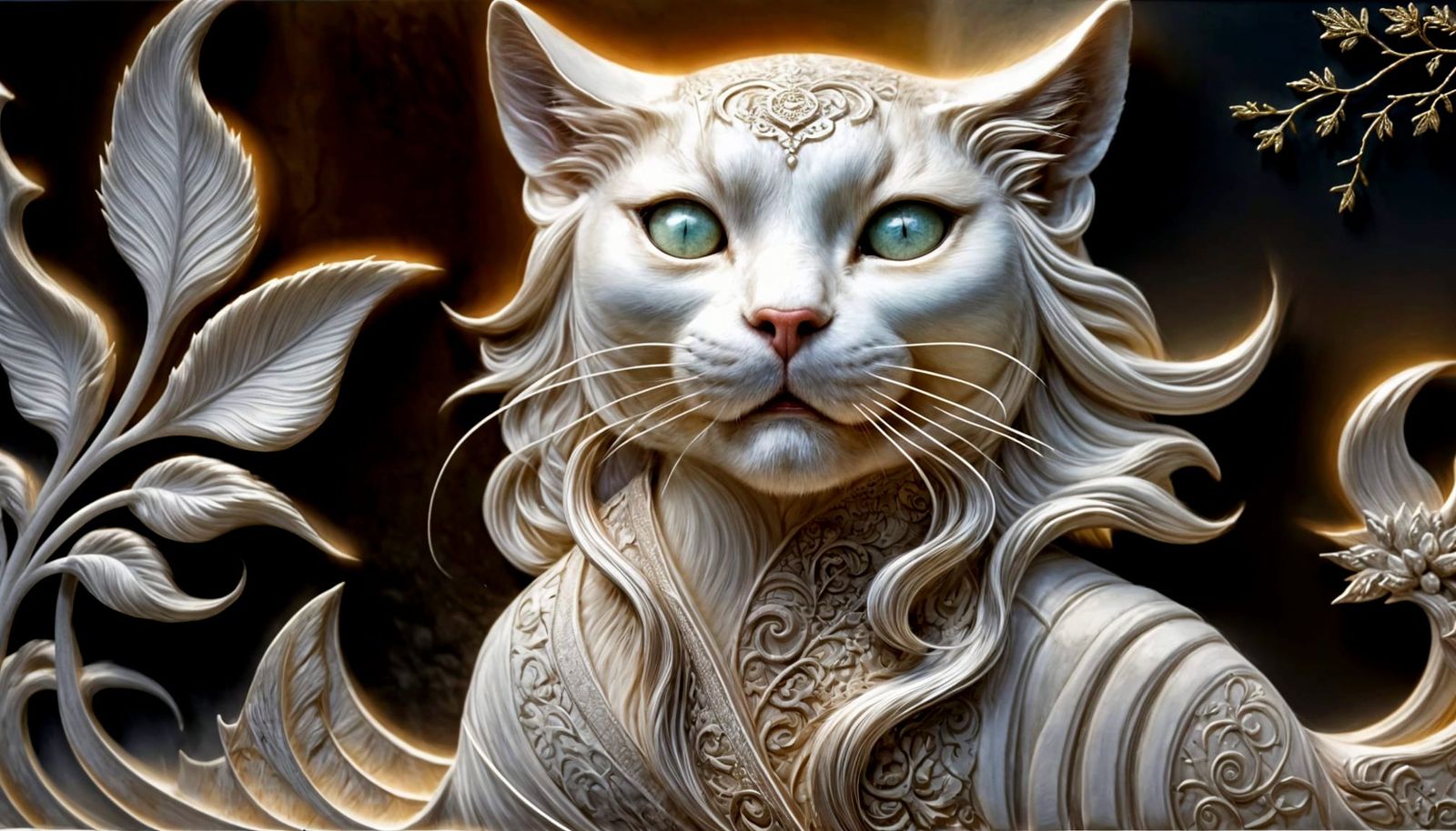 Feline Majesty in Sfumato Fine-Art Painting