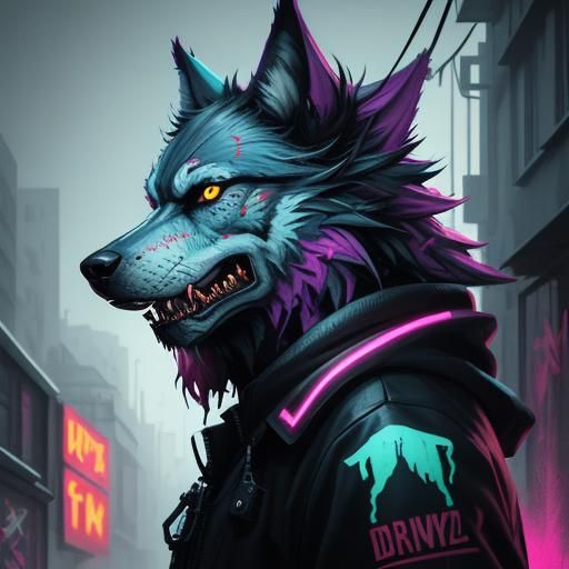 Wolf Robot Zombie Soldier Graffiti Art