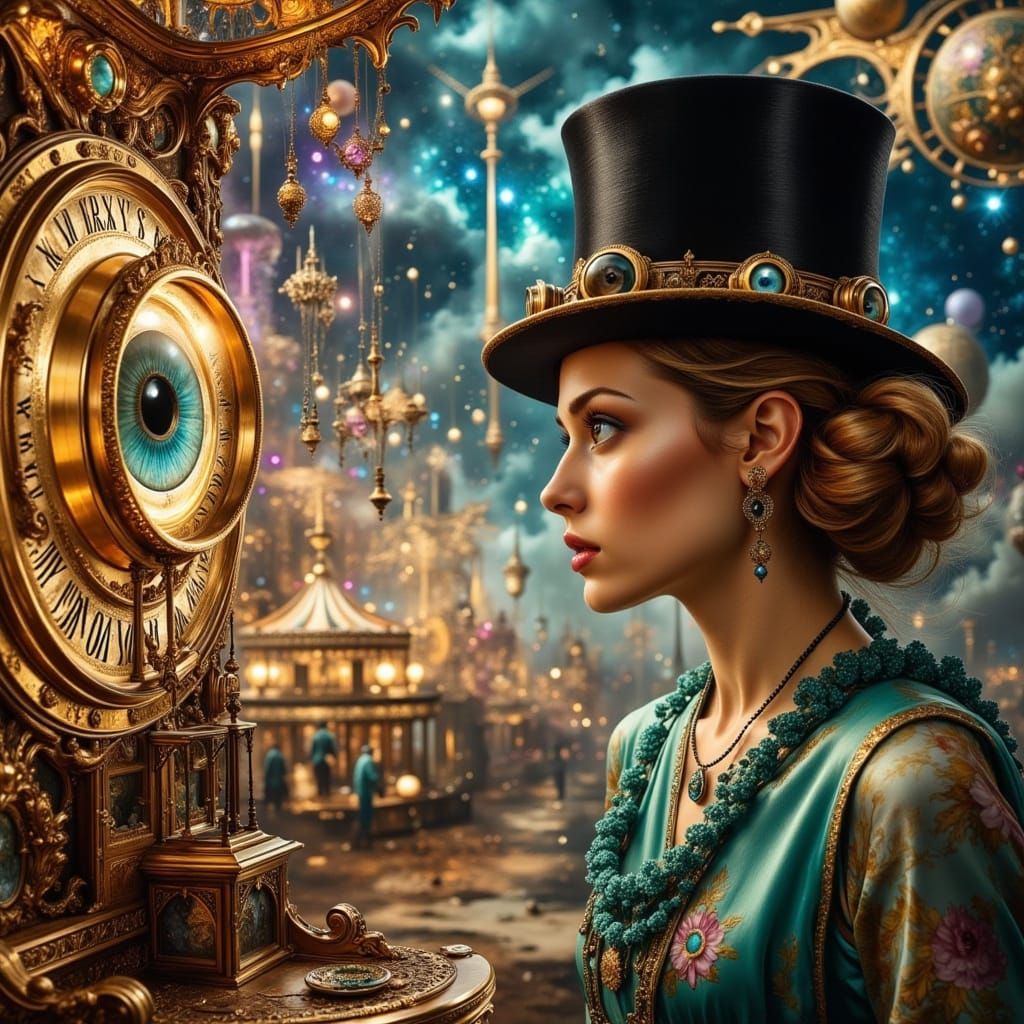 Steampunk Carnival Dreamscape: Woman in Goggles