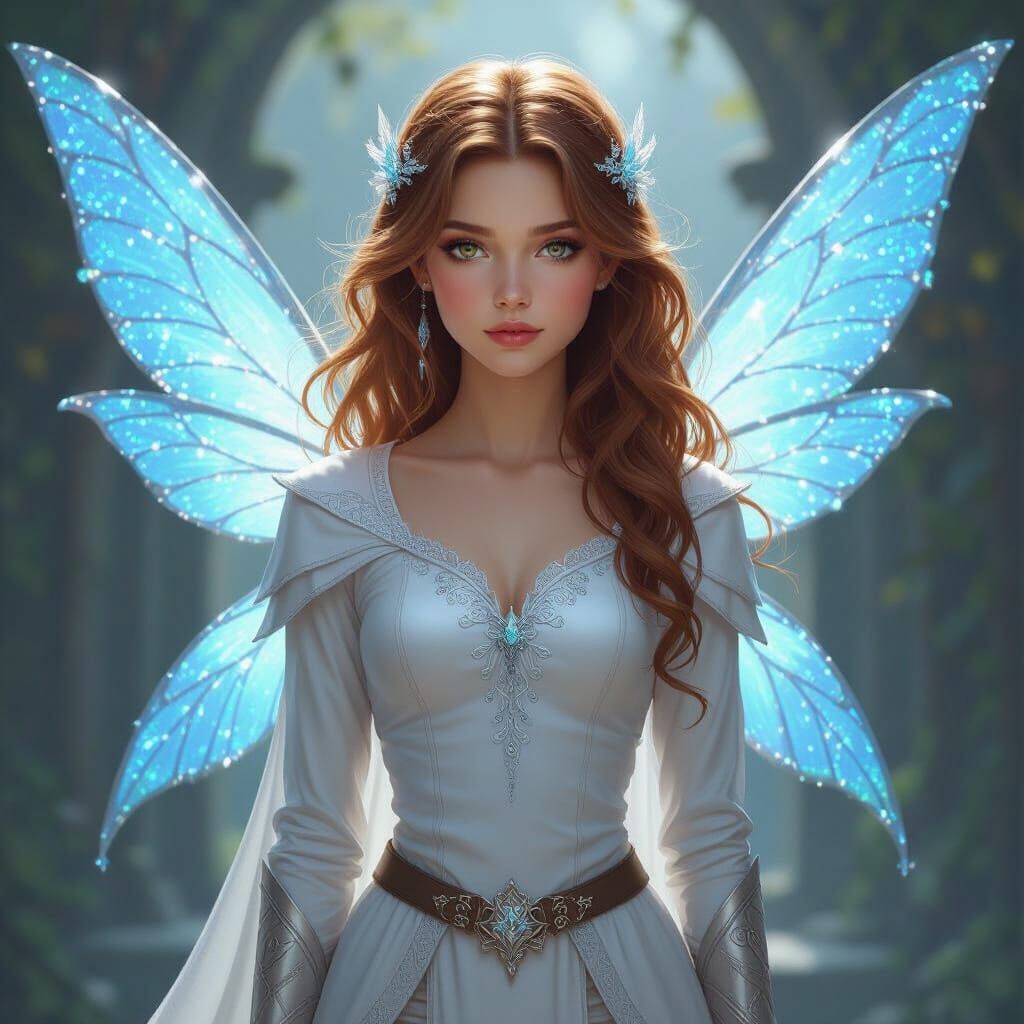 Young Fairy Princess Kiersten with Glimmering Blue Wings