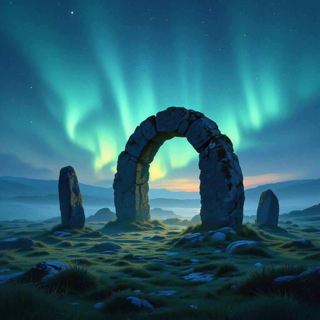Aurora Borealis Illuminates Ancient Stone Circle