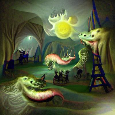 Surreal Fantasy Landscape with Slithy Toves
