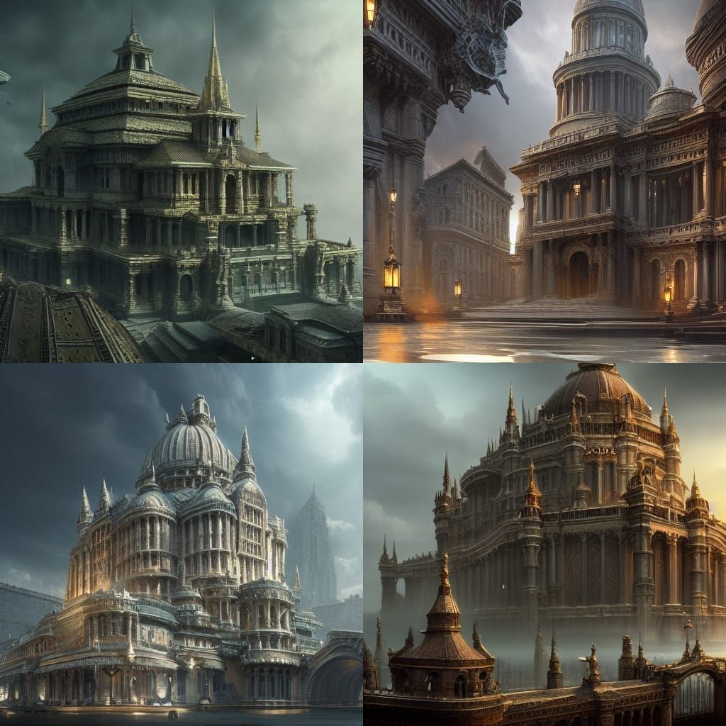 Dramatic Maximalist Architecture Digital Matte Painting