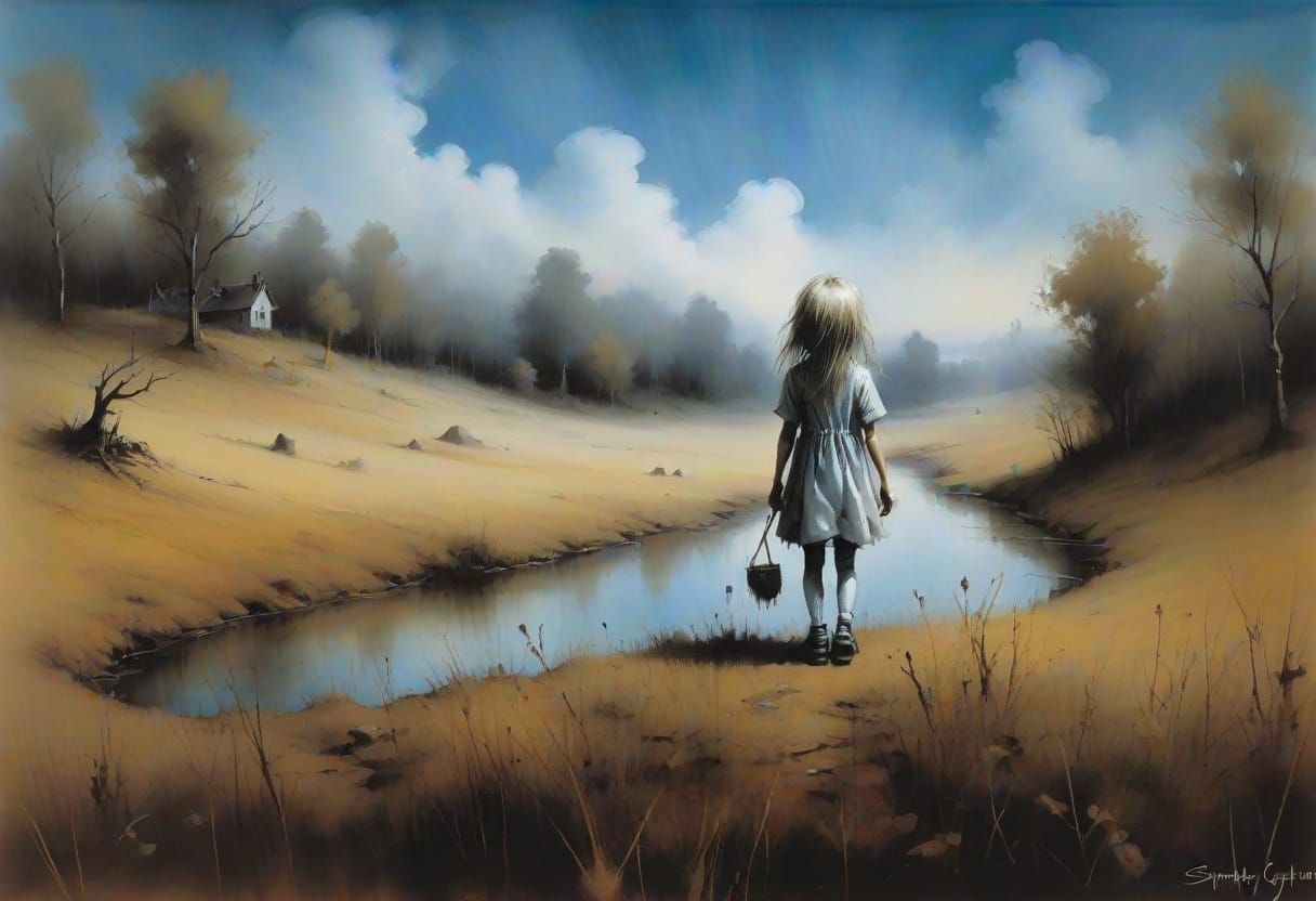 Terrifying Pond Scene in Stephen Gammell Style