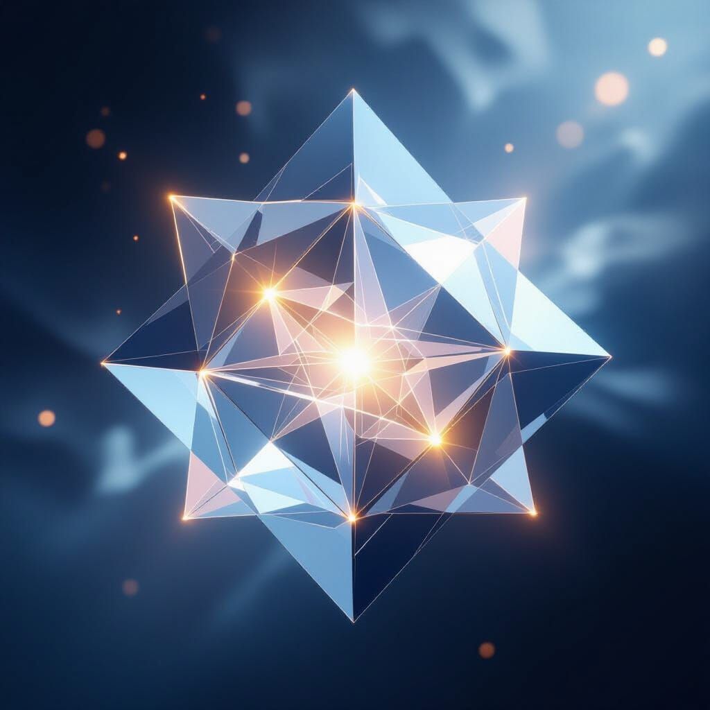 Luminous Geometric Shapes in Ethereal Void