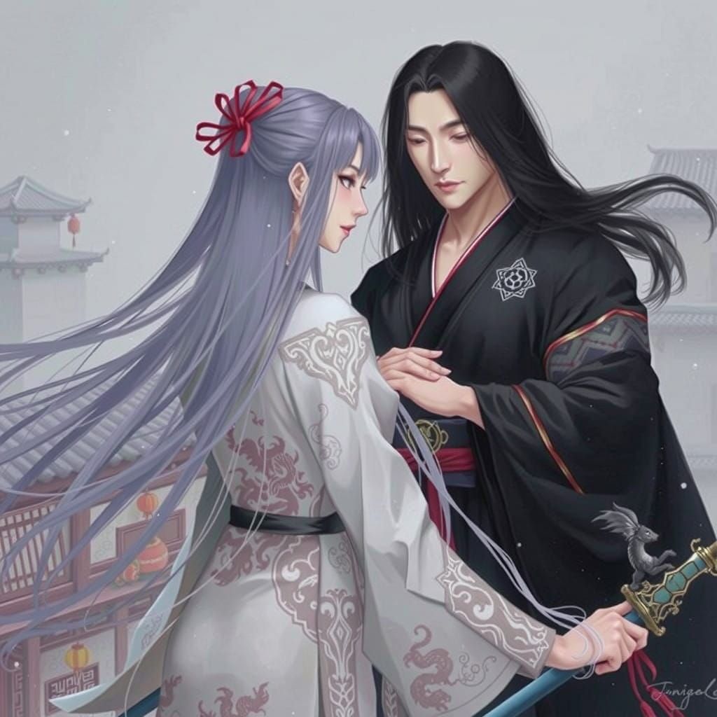 Majestic Asian Warriors in Traditional Attire